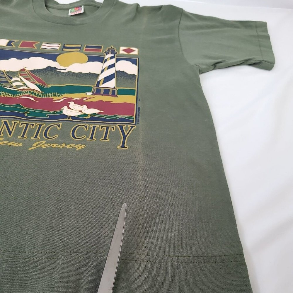 VTG 1992 Atlantic City New Jersey T Shirt Single Stitch Graphic Lighthouse Boat - Picture 3 of 13